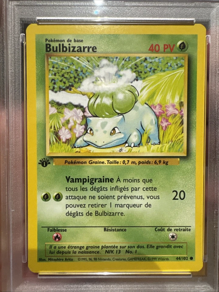 PSA 9 COMO NUEVO Bulbizarre 1ª EDICIÓN FRANCÉS Pokemon Base Set 44 FRESCO GRADO Foto 2 de 4