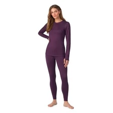  Womens Fleece Lined Thermal Base Layer Set – Long X-Small Boysenberry Purple