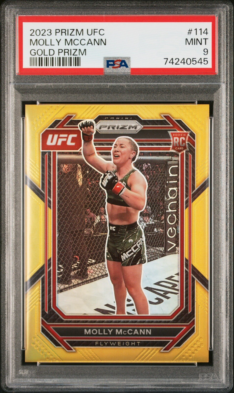 Molly McCann 2023 Panini Prizm UFC #114 Gold Prizms Rookie RC /10 PSA 9 Mint