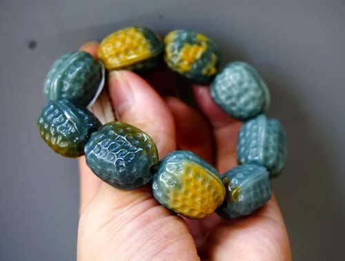 Certified Grade A Guatemalan Icy Brown Blue Juglans Bracelet 7“ Gemstone - Picture 5 of 15