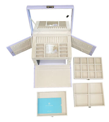 Vlando Jewelry Organizer Box for Women Large Leather Jewelry Storage ...