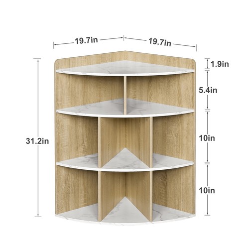 3-Tier Storage Corner Cabinet w/ Charing Station Triangle Wooden Storage Cabinet - Picture 25 of 38