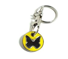 Butterfly Emblem Keychain with Yellow and Chrome Finish