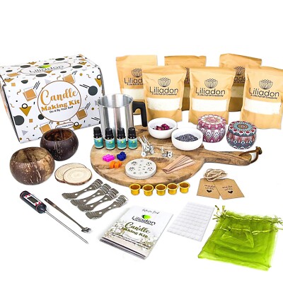   17-Piece Candle Making Kit - 40 oz Soy Wax, 12 Color Dyes, Scents -Great Gift
