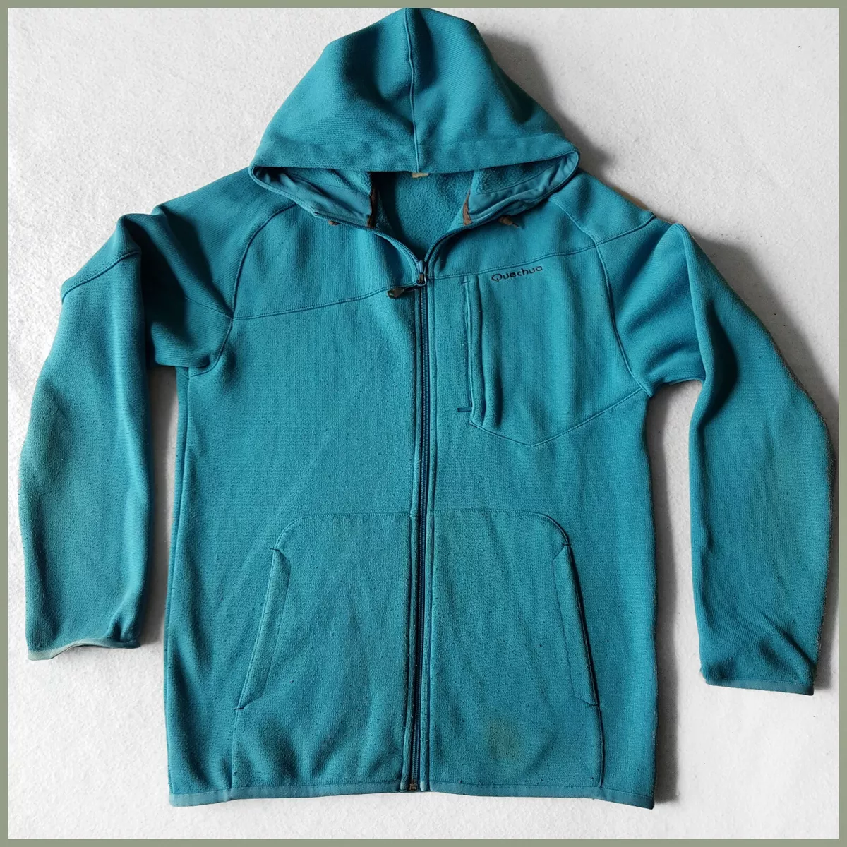 M Quechua Hoodie hooded zipper sweat shirt Blue sweatshirt Medium zip blue