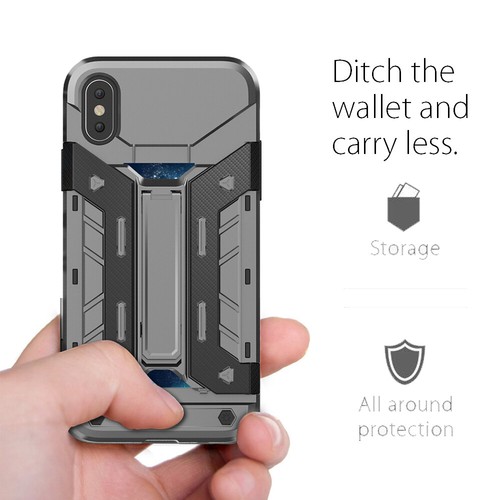 For iPhone XS X 6S Plus Shockproof Hybrid Rubber Hard Case Cover with Kick-Stand - Picture 9 of 19