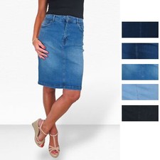 Ladies Knee Length Denim Skirt Casual Jeans Style Denim Pencil Skirt 10-22