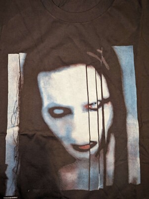 トップス 90s Marilyn Manson TULTEX Large Vintage Marilyn Manson Shirt Tultex Rock Band Tee XL Single Stitch