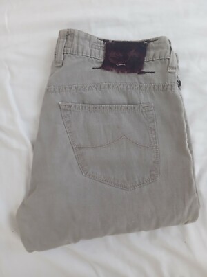 Jacob Cohen Leinen Mix JEANS Grau Gr.34 UK HAND MADE ITALY 613 Vintage UVP399 