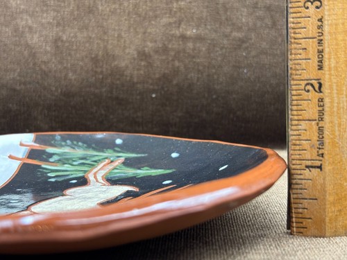 Piatto ciotola invernale Pam balestra rosso rovere rosso ceramica renna 6" firmato - Foto 10 di 13