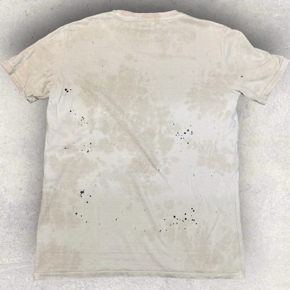 REPLAY Intentionally Distressed Designer T Shirt Beige Off Whit Fits Size Medium - Image 3 of 4