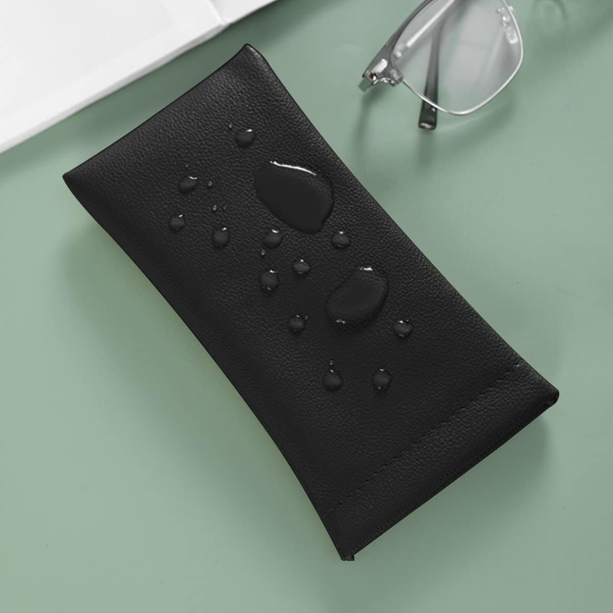 Pack of 3 Leather Soft Eyeglass Case Pouch Squeeze Top Sunglasses Case