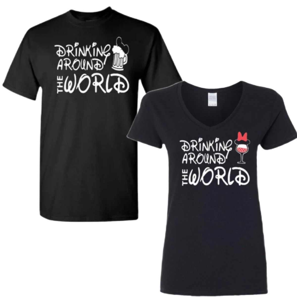 Disney Themed Funny Quote T-Shirt Epcot Drinking Around the World Beer or  Wine