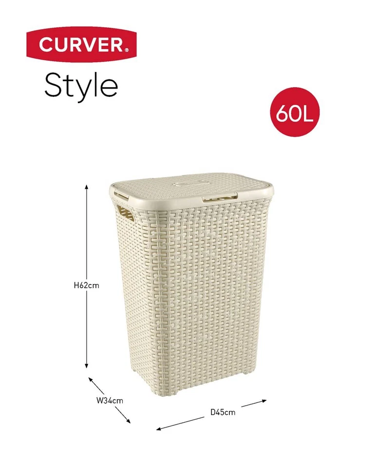 Coffre à Linge Style 60L - Bac à Linge Sale avec Couvercle - Aspect Rotin Tex... - Bild 2 von 4