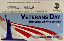 Veterans Day Ver 2 MetroCard, Expired-Mint