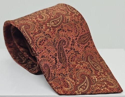 Jos A Bank Signature Collection 100% Silk Tie Made In Italy Brown Rust Paisley