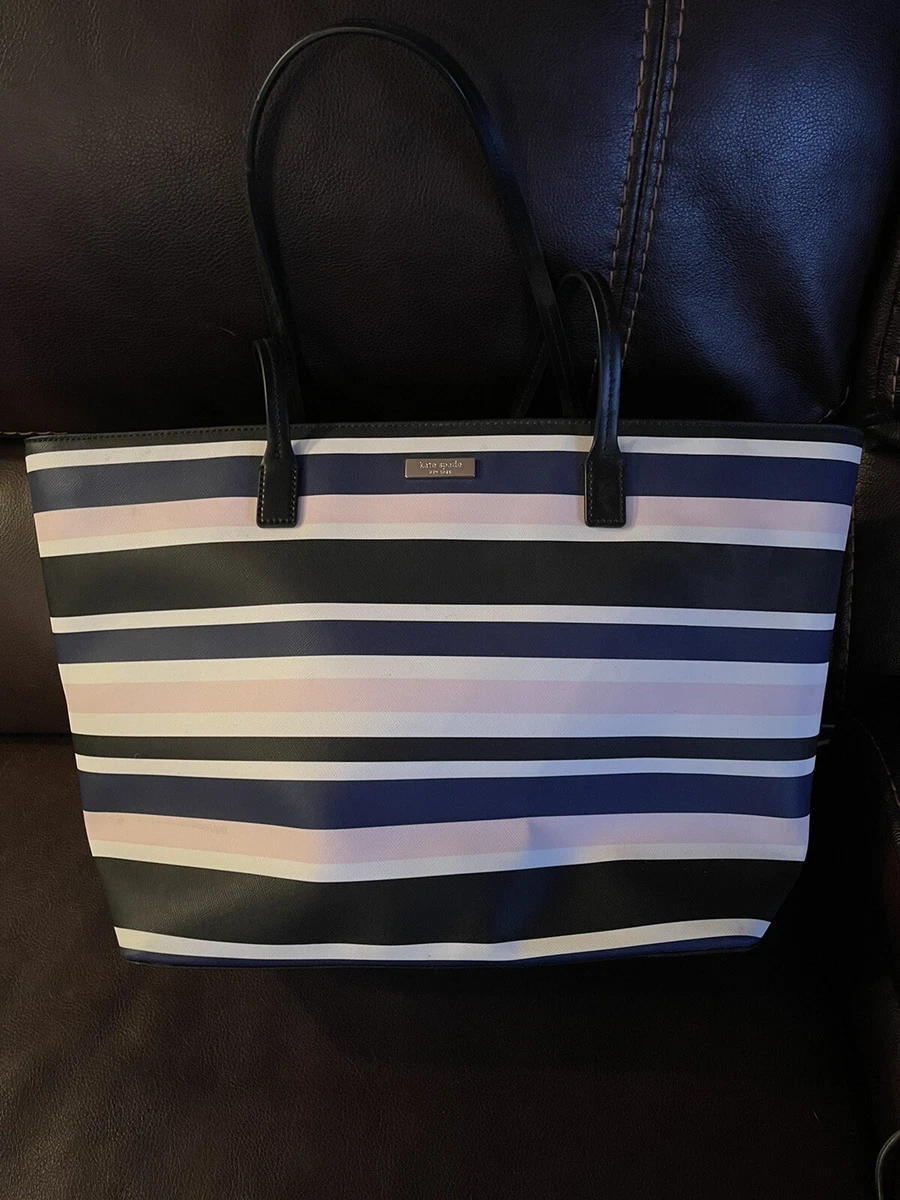 Kate Spade Multi Navy Pink White Striped Tote Bag Purse Handbag eBay