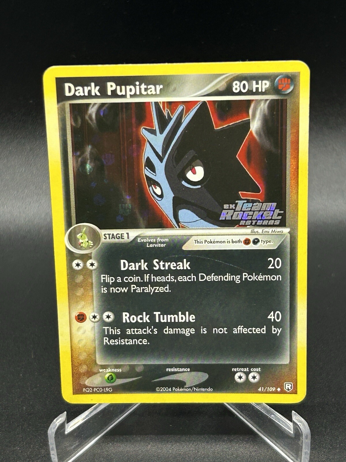 Dark Pupitar  Reverse Holo 41/109 Team Rocket Returns Pokemon Card 2004 Stamped
