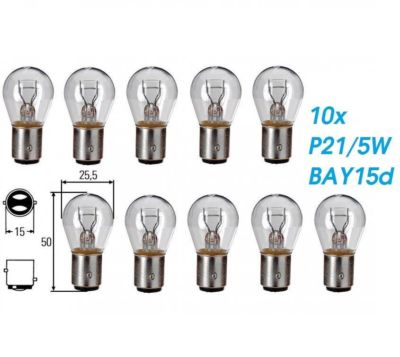 10x P21/5W BAY15d 21/5W 12V Dual Sockel Glühlampe Birne Soffitte Auto Lampe Glas