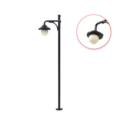 10pcs Model Railway 1:87 Round Lamp Post Street Lights HO Scale Warm LED 2.56In
