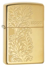 Zippo Paisley High Polish Brass Pocket Lighter 29609