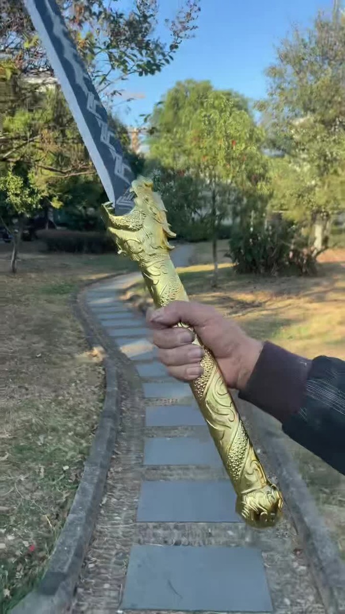 44''Gold Dragon Broadsword Black Chinese Sword New Tang Dao唐刀
