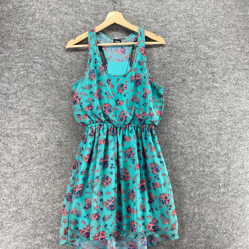 Vestido tocador mujer M mediano azul floral funda corta cintura elástica sin mangas Foto 3 de 4