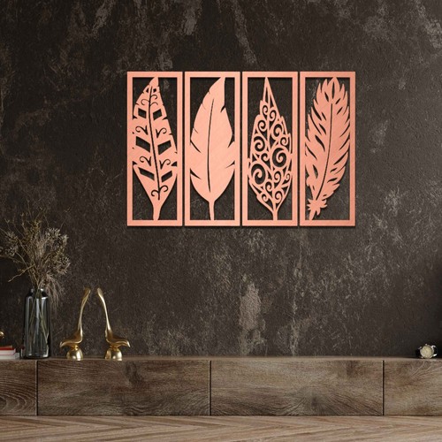 Mystical Wooden Feathers Wall Hanging Art - Modern Home & Office Decor - Picture 8 of 10