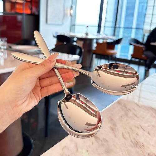 5-Piece round Stainless Steel Bouillon Spoons Soup Spoons, Stainless Steel Large - Picture 5 of 18