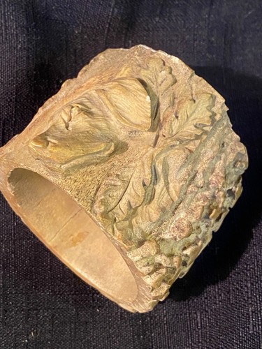 Anillo de servilleta o bufanda cuerno de ciervo tallado a mano / cabeza de perro Alemania ~ WN96 - Imagen 6 de 6