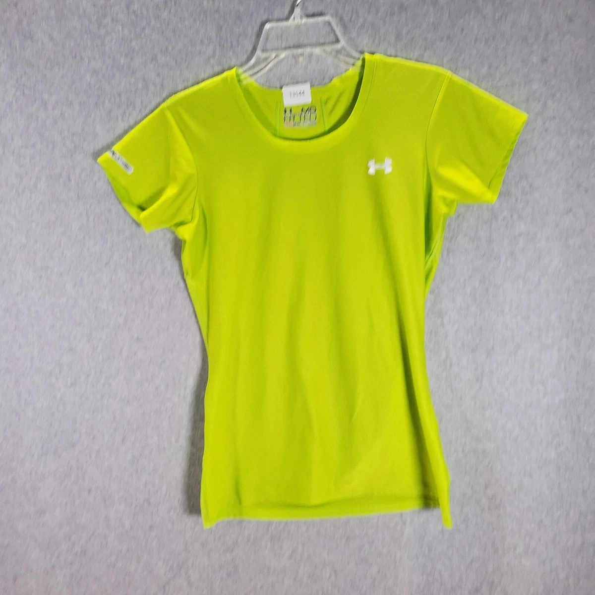 Under Armour Women Activewear Top Medium Neon Green Shirt Logo