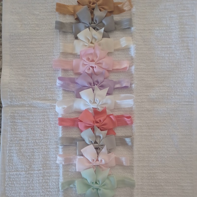 10 Pcs Grosgrain Ribbon Hair Bows /Bands..