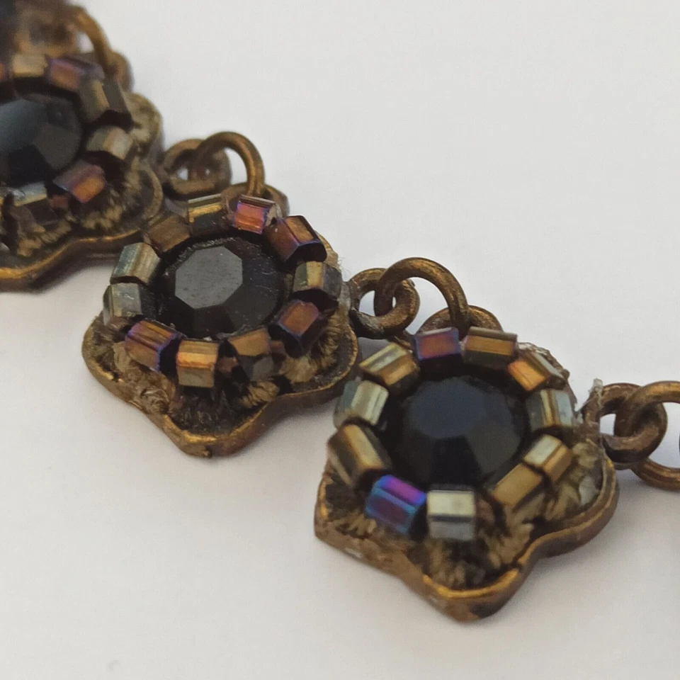 Collar Michal Negrin Flores Negras Tempranas Cuentas Carnaval Clásico Gótico De Colección Foto 4 de 4