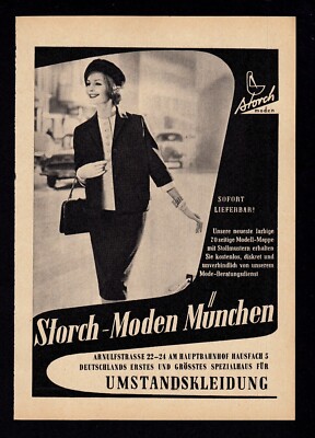 3w6613/ Alte Reklame von 1959   Storch-Moden - München