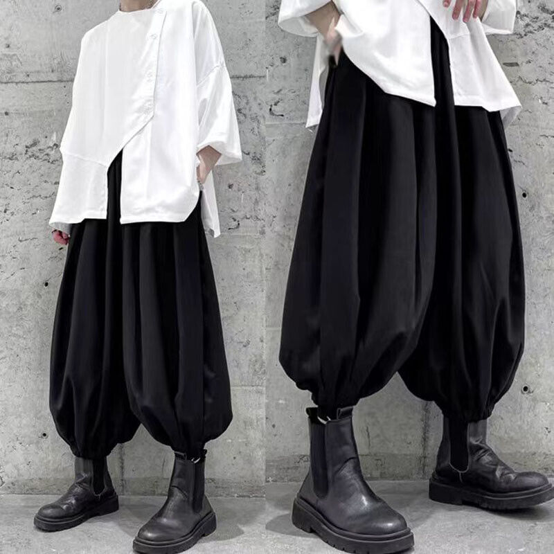Japanese Gothic Punk Mens Baggy Pants Wide Leg Loose Rock Japanese Gothic Punk Mens Baggy Pants Wide Leg Loose Rock