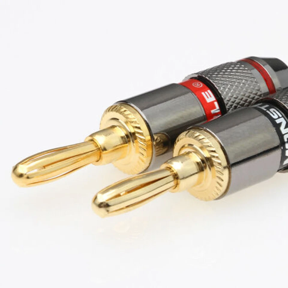 2PCS Gold Plated Banana Plugs Monster 24K Speaker Male Connector Plug New - Image 4 of 4