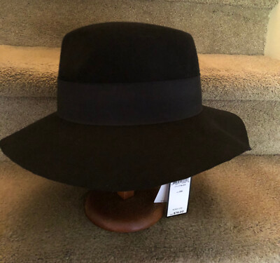 BCBG Maxazaria Black Wool fedora Hat BCBG MAXAZRIA BLACK FEDORA 100% WOOL HAT WITH GROSGRAIN NEW  main image 4