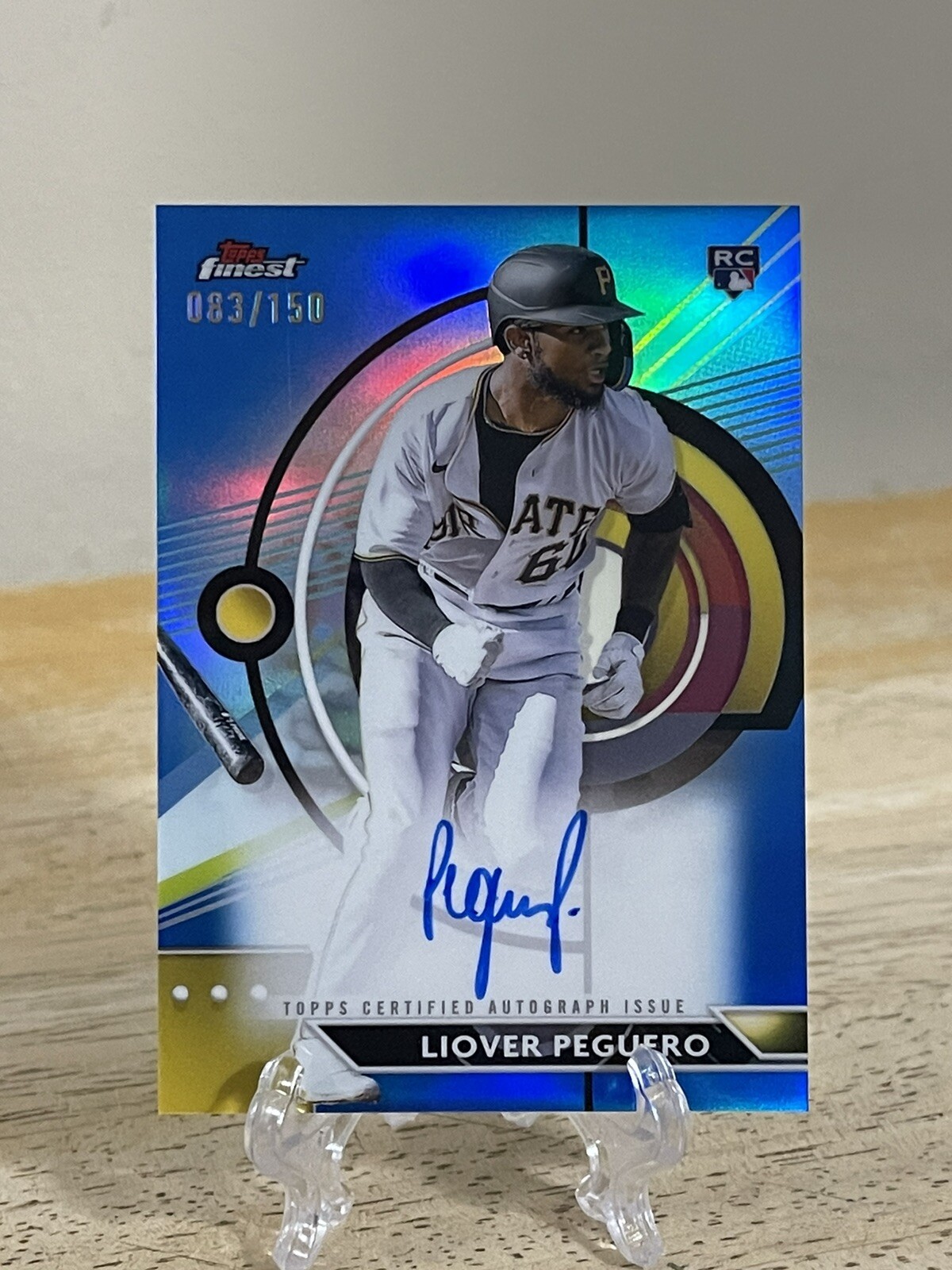 Liover Peguero 2023 Topps Finest Blue Refractor Auto RC /150 #FA-LP Pirates