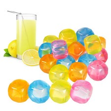 40 Pc Reusable Plastic Ice Cubes Multicolour Cool Cold Drinks Bar Barbecue BBQ