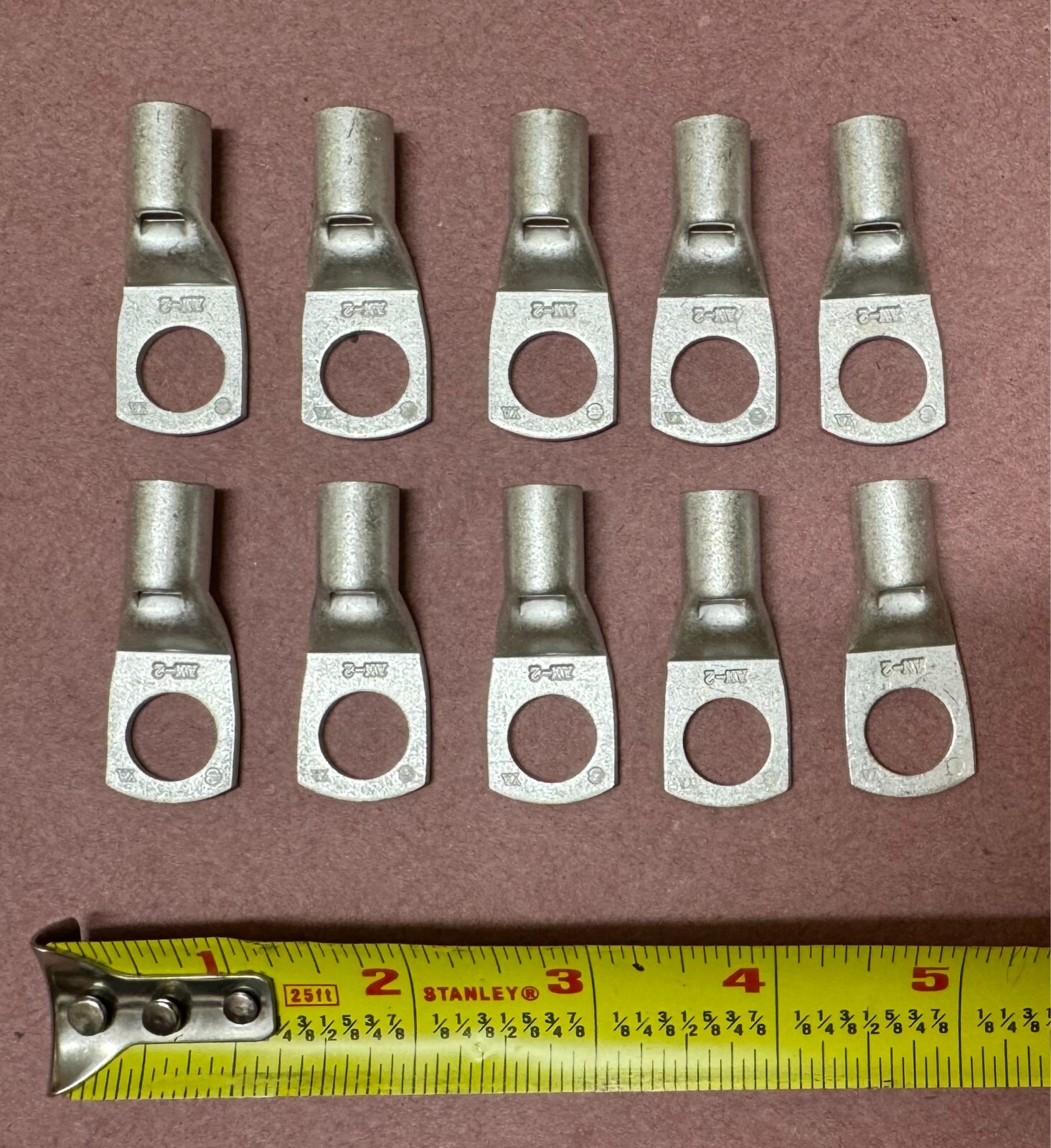 BURNDY YAV2CL4 HYLUG Heavy Duty 2 AWG Ring 1/2 Stud Wire Connectors ⭐LOT OF 10⭐