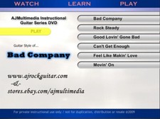 Custom Guitar Lessons, Learn BAD CO - DVD Video