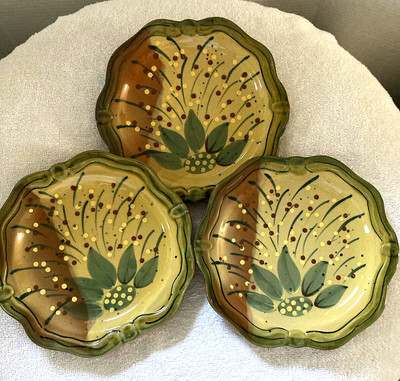 3 Nanette Vacher CIENE Plates 8'' Salad Dessert Hand-painted  NEW w/ Tags