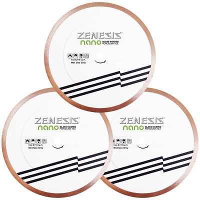 ZENESIS Nano Diamond Blade Glass Coated Porcelain Tile 10 inch | 3 Blade Set