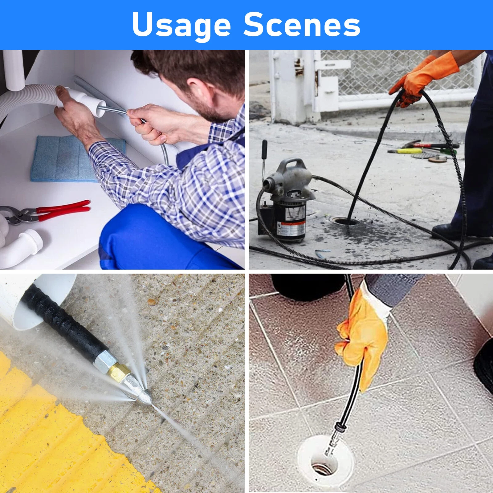 Stainless Steel Sewer Jetter Nozzle Pressure Washer Drain Cleaning Nozzles Tips