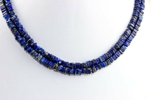 Super Quality 16" Long Natural Lapis Lazuli Heishi Beads 4-5.5 MM Gemstone - Picture 3 of 5