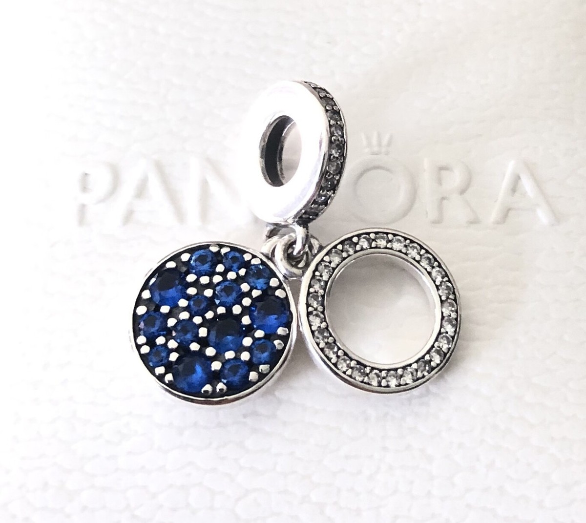 Buy Pandora Sparkling Blue Disc Double Dangle Charm #799186C01 +