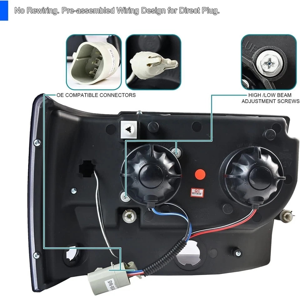 Faros proyectores negros conductor y pasajero para Jeep Grand Cherokee 1993-1998 Foto 4 de 4