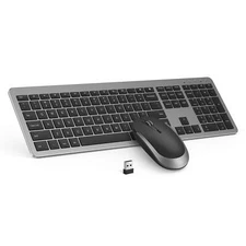 Wireless Keyboard and Mouse Combo - Full Size Slim Thin Wireless Keyboard Mou...