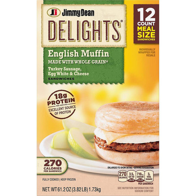 Jimmy Dean Delights Turkey Sausage, Egg White & Cheese Muffin Sandwiches, Frozen