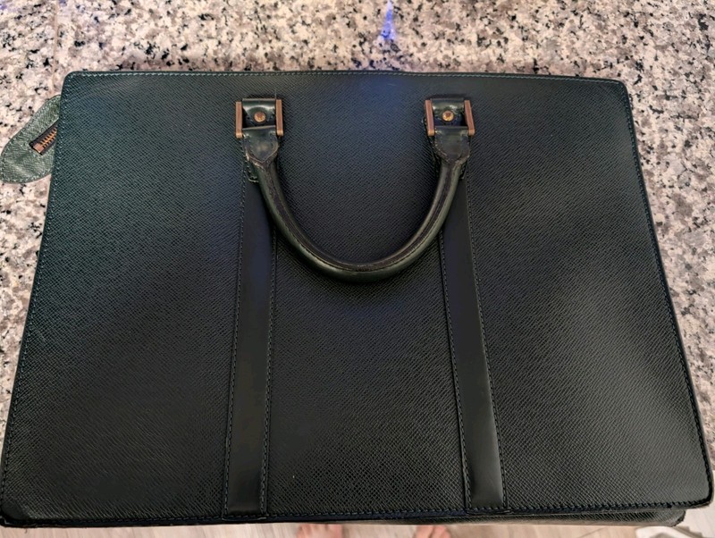 Vintage Louis Vuitton Taiga Green Leather 3 Pocket Briefcase Bag